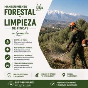 Mantenimiento forestal y limpieza de fincas en Granada