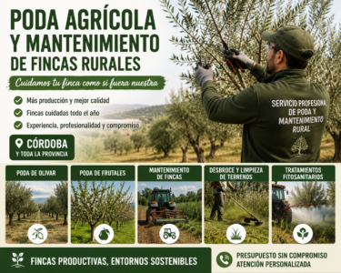 Poda agrícola y mantenimiento de fincas rurales en Córdoba