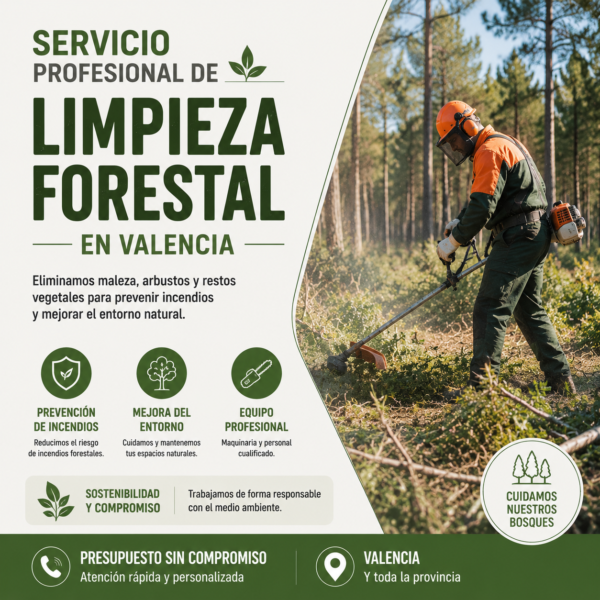 Servicio profesional de limpieza forestal en Valencia