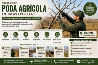 Trabajos de poda agrícola en fincas y parcelas en Albacete